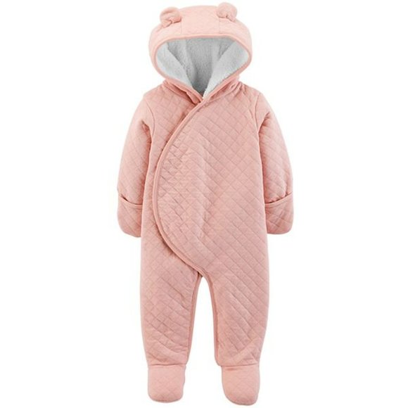 Set of Two Pink Hooded Winter Coverall Onesies - Jessica Simpson & Carters - Picture 3 of 7